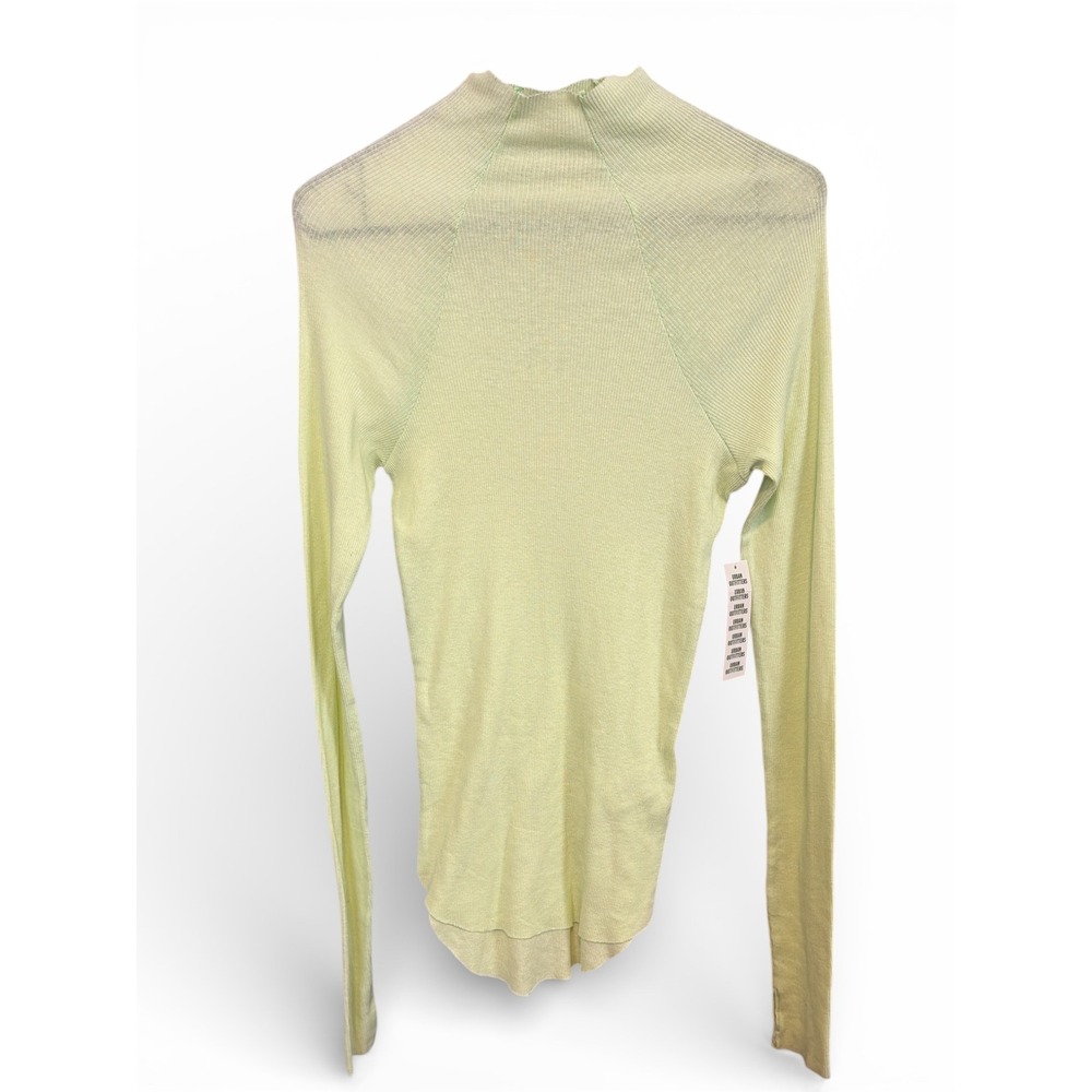 Koto Urban Outfitters Lime Green Mock Neck‎ Ribbed Long Sleeve Top Small NEW